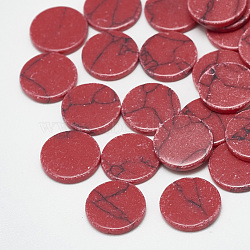 Synthetic Turquoise Cabochons, Dyed, Flat Round, Red, 20x2mm(TURQ-S290-01B-20mm)