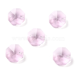 Electroplate Glass Links Connectors, Faceted, for Chandelier Prism Beads Chain, DIY Craft Jewelry Decoration, Octagon, Pearl Pink, 14x14x7.5mm, Hole: 1.6mm(EGLA-I014-01P)