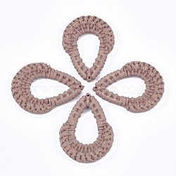 Resin Pendants, Imitation Woven Rattan Pattern, teardrop, Rosy Brown, 41.5~42x31x5.5mm, Hole: 1.2mm(RESI-S378-04B-09)