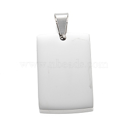 304 Stainless Steel Pendants, Stamping Blank Tag, Manual Polishing, Rectangle, Stainless Steel Color, 30x19x3mm, Hole: 4.5x8mm(STAS-F272-02P)