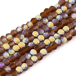 Transparent Glass Beads Strands, Faceted, Frosted, Half AB Color Plated, Rondelle, Peru, 2.9~3.3x2mm, Hole: 0.7mm, about 135~140pcs/strand, 32~34cm(EGLA-A044-T2mm-MB02)