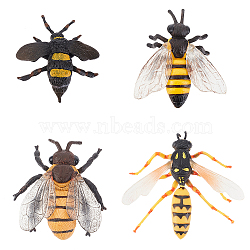 4Pcs 4 Style Plastic Insect Models, Bug Toys Figurines, Learning & Education Toys, Bees & Wasps, Mixed Color, 65~79x60~84x20~25mm, 1pc/style(AJEW-OC0003-86)
