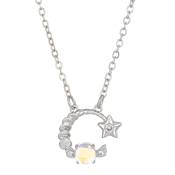 Constellation Rhinestone Pendant Necklace, Platinum Brass Star Necklace, Scorpio, 16.14~19.69 inch(41~50cm)