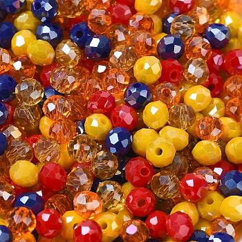 Glass Beads, Faceted, Rondelle, Gold, 4x3mm, Hole: 0.4mm, about 6800pcs/500g