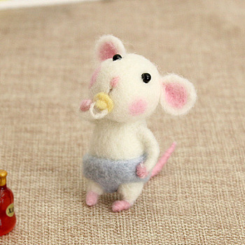 Mouse Wool Felt Needle Felting Kit with Instructions, Felting Needles Felting Kits for Beginners Arts, Pink, Needles: 86x5.5x1.8mm and 78x5.5x1.8mm