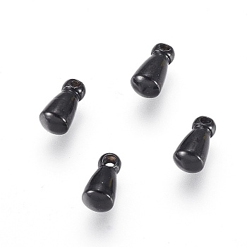 304 Stainless Steel Charms, Chain Extender Drop, Teardrop, Electrophoresis Black, 6x3mm, Hole: 1mm