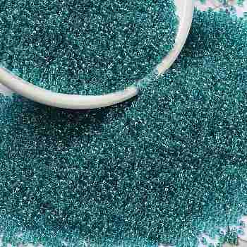 MIYUKI Round Rocailles Beads, Japanese Seed Beads, (RR1822) Sparkling Aqua Lined Aqua AB, 15/0, 1.5mm, Hole: 0.7mm, about 27777pcs/50g