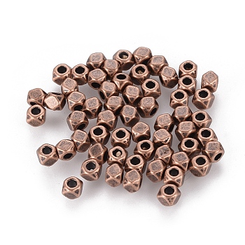 Alloy Spacer Beads, Screw Nut, Cadmium Free & Nickel Free & Lead Free, Red Copper, 3x2.5mm, Hole: 1mm