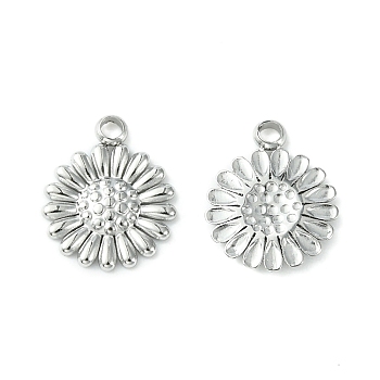 304 Stainless Steel Charms, Flower Charms, Stainless Steel Color, 11.5x9.5x1.3mm, Hole: 1.5mm