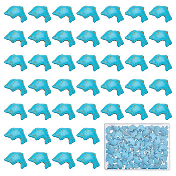 100Pcs Synthetic Turquoise Beads, Dyed, Dolphin, Turquoise, 12x19~20x6mm, Hole: 1.5mm