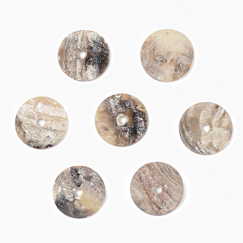 Natural Akoya Shell Beads, Mother of Pearl Shell Beads, Flat Round, Camel, 10x1~2mm, Hole: 1.4mm
