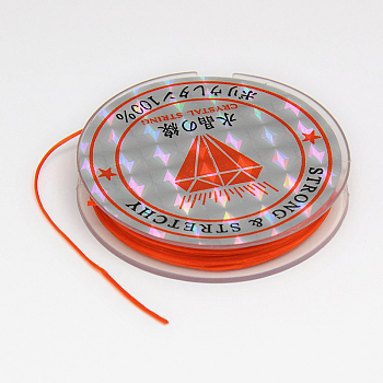 Flat Elastic Crystal String, String Cord Crystal Threads, Orange Red, 0.8mm, about 10.93 yards(10m)/roll