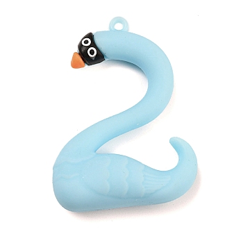 Cartoon PVC Plastic Big Pendants, Number 2 Charm, Swan, 60x42x16mm, Hole: 3mm