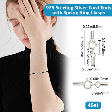 Beebeecraft 4 Sets 925 Sterling Silver Spring Ring Clasps(STER-BBC0001-45A)-2