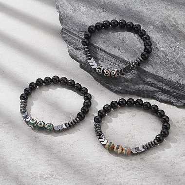 bracelet strech perlé de flèche de pierres précieuses mélangées naturelles et synthétiques teintes pour les femmes(BJEW-JB09364)-2