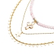 3Pcs 3 Style Natural Rose Quartz Cross & Star Pendant Necklaces Set with Brass Chains(NJEW-JN04032)-2