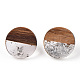Resin & Walnut Wood Flat Round Stud Earrings with 304 Stainless Steel Pin for Women(EJEW-TADZ0001-01S)-2