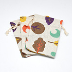 Printed Polycotton(Polyester Cotton) Packing Pouches Drawstring Bags, Wheat, 14x10cm(ABAG-T004-10x14-19)