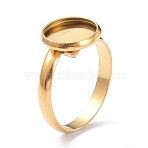 Ion Plating(IP) 304 Stainless Steel Finger Rings Components, Pad Ring Base Findings, Flat Round, Real 18K Gold Plated, Tray: 10mm, 3mm, US Size 7 3/4(17.9mm)(STAS-P291-02A-G)