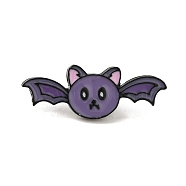 Halloween Series Black Aolly Brooches, Enamel Pins, Bat, 12x31.5x2mm(JEWB-U004-03I)