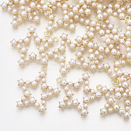 ABS Plastic Imitation Pearl Pendants, with Alloy Findings, Star, Light Gold, 32x31x5.5mm, Hole: 1.8mm(X-PALLOY-T071-063)