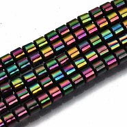 Electroplate Non-magnetic Synthetic Hematite Beads Strands, Column, Black, 3.5x3mm, Hole: 1mm, about 127~128pcs/strand, 15.75 inch~15.94 inch(40cm~40.5cm)(G-T114-62-01)