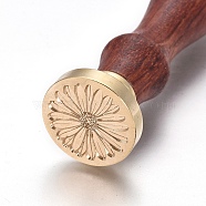 DIY Scrapbook, Brass Wax Seal Stamp and Wood Handle Sets, Daisy, Golden, 9cm, Stamps: 2.55x1.45cm(AJEW-WH0096-61B)