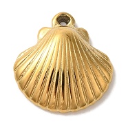 Ion Plating(IP) 304 Stainless Steel Pendants, Shell Shape Charm, Real 18K Gold Plated, 21x20x5.5mm, Hole: 1.4mm(STAS-C110-11G)