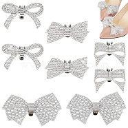 8Pcs 4 Styles Bowknot Alloy Rhinestone Shoe Decorations, Detachable Shoe Buckle Clips, with Iron Findings, Platinum, 30.5~53x53~97x5~17mm, 2pcs/style(AJEW-GA0006-99)