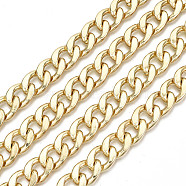 Alloy & Iron Curb Chains, with Spool, Cadmium Free & Nickel Free & Lead Free, Unwelded, Real 18K Gold Plated, 16x12x3mm, about 32.8 Feet(10m)/roll(LCHA-S001-008-NR)
