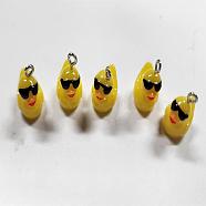 50Piece Opaque Resin Pendant Little Yellow Duck Resin Charm DIY Accessories, Yellow, 15x11.5mm, Hole: 2mm(JX872A)