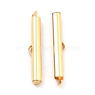 304 Stainless Steel Slide On End Clasp Tubes, Slider End Caps, Real 18K Gold Plated, 30x5.5x4mm, Hole: 3.5x1.5mm, Inner Diameter: 3mm(STAS-C044-08D-G)