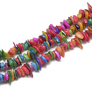 Freshwater Shell Beads Strands, Dyed, Chip, Colorful, 8~28x6~8x1~4.5mm, Hole: 1mm, about 340~380pcs/strand, 29.9 inch(SHEL-S272-29)