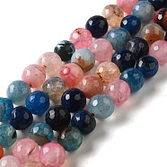 Dyed Natural Multi-Color Agate Beads Strands, Faceted Round, Colorful, 10mm, Hole: 1mm, about 38pcs/strand, 14.5 inch(G-R177-10mm-07)