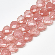 Cherry Quartz Glass Beads Strands, Faceted, Heart, 10x10x5mm, Hole: 1.2mm, about 20pcs/strand, 7.4 inch(G-S357-E01-14)
