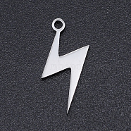201 Stainless Steel Laser Cut Pendants, Lightning, Stainless Steel Color, 16x7x1mm, Hole: 1.2mm(STAS-S105-T900-1)