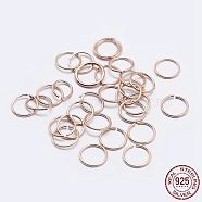 925 Sterling Silver Open Jump Rings, Round Rings, Rose Gold, 24 Gauge, 4x0.5mm, Inner Diameter: 2.5mm, about 446pcs/10g(STER-F036-02RG-0.5x4mm)