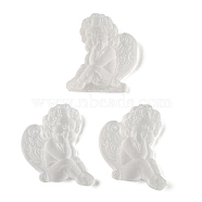 Natural Selenite Carved Angel Figurines, for Home Desktop Decoration, White, 61~67x52~60x11~12mm(G-G130-01A)