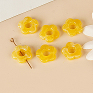 Resin Bead Frames, for Earrings Jewelry Accessories, Flower, Gold, 14x14.5x3.5mm, Hole: 1.6mm(RESI-WH0076-85M)