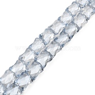 AB Color Plated Transparent Glass Beads Strands, Faceted Bamboo Stick, Light Steel Blue, 10.5~11x8x5mm, Hole: 1mm, about 59~60pcs/strand, 24.41~24.80''(62~63cm)(EGLA-P051-06A-A03)