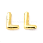 Brass Hollow Out Initial Letter Stud Earrings for Women, Real 18K Gold Plated, Lead Free & Cadmium Free, Letter.L, 7.5x5.5x1.5mm, Pin: 0.8mm(EJEW-A044-01G-L)