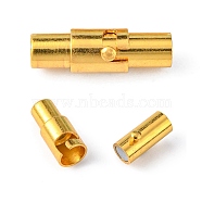 Brass Locking Tube Magnetic Clasps, Column, Golden, 15x4mm, Hole: 2.8mm(X-MC079-G)