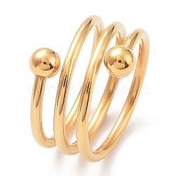 Ion Plating(IP) 304 Stainless Steel Wire Wrap Spiral Cuff Rings, Golden, Inner Diameter: 18.2mm(RJEW-K244-08G)