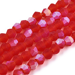 Imitate Austrian Crystal Bicone Frosted Glass Beads Strands, Grade AA, Faceted, Crimson, 2x2.5mm, Hole: 0.7mm, about 162~185pcs/strand, 12.76~14.61(32.4cm~37.1)(GLAA-F029-TM2mm-A31)