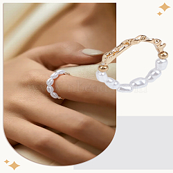 1Pc Resin Imitation Pearl Finger Rings, Alloy Finger Rings, Golden, 3.5mm, US Size 6(16.5mm)(RJEW-LP0002-17)
