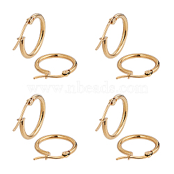 201 Stainless Steel Hoop Earrings, Ring, Golden, 21x19x2mm, Pin: 1mm, 20pairs/box(STAS-UN0002-65G)