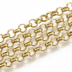 304 Stainless Steel Rolo Chains, Belcher Chain, with Spool, Unwelded, Golden, 5x1.5mm, about 32.8 Feet(10m)/roll(CHS-S001-02B)
