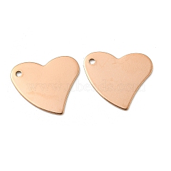 Ion Plating(IP) 304 Stainless Steel Stamping Blank Tag Pendants, Heart, Rose Gold, 18x17x0.8mm, Hole: 1.5mm(STAS-D445-60RG)