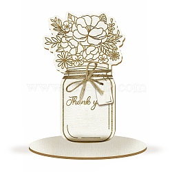 Wood Flower Bouquet Greeting Card, with Stand and Rope, for Mom Birthday Card, Flower, 213x130mm(AJEW-WH0441-006)