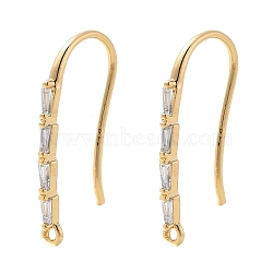 Brass Micro Pave Clear Cubic Zirconia Earring Hooks, Real 18K Gold Plated, 22.5x11x3mm, Hole: 1.2mm, Pin: 0.8mm(KK-G516-04G)